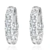 14 Karat White Gold Diamond Inside Outside Hoop Earrings