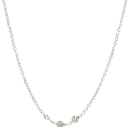 18 Karat White Gold Diamonds By The Yard Station Necklace