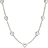 14 Karat White Gold Diamond Tennis Necklace with Rose Cut Diamond Stations