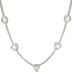 14 Karat White Gold Diamond Tennis Necklace with Rose Cut Diamond Stations