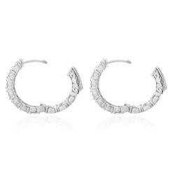 14 Karat White Gold Diamond Inside Outside Hoop Earrings