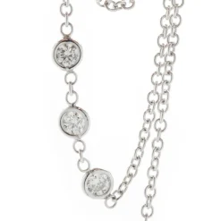 18 Karat White Gold Diamonds By The Yard Station Necklace