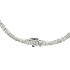 14 Karat White Gold Diamond Tennis Necklace with Rose Cut Diamond Stations