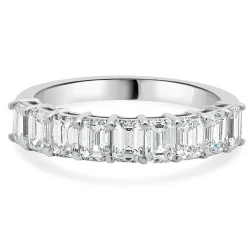 14 Karat White Gold Emerald Cut Diamond Band