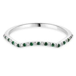 14 Karat White Gold Emerald and Diamond Band