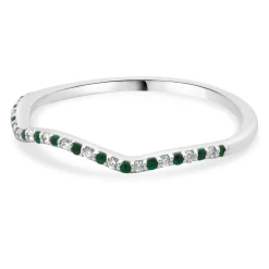 14 Karat White Gold Emerald and Diamond Band