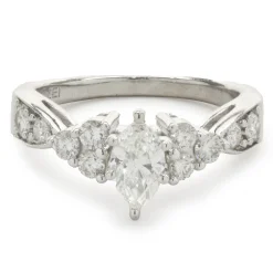14 Karat White Gold Marquise Cut Diamond Engagement Ring