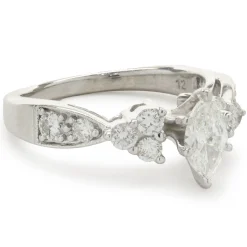 14 Karat White Gold Marquise Cut Diamond Engagement Ring