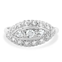 14 Karat White Gold Pave Diamond Vintage Art Deco Ring