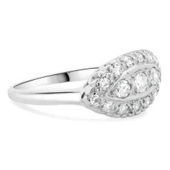 14 Karat White Gold Pave Diamond Vintage Art Deco Ring