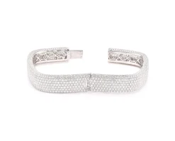 18 Karat White Gold Pave Diamond Square Bangle Bracelet