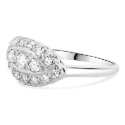14 Karat White Gold Pave Diamond Vintage Art Deco Ring