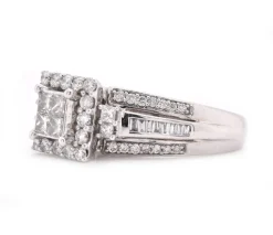 10 Karat White Gold Quadset Diamond Engagement Ring