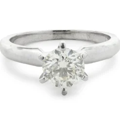 14 Karat White Gold Round Brilliant Diamond Engagement Ring