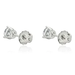 14 Karat White Gold Round Brilliant Cut Diamond Stud Earrings