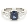 14 Karat White Gold Sapphire and Diamond Three Stone Ring