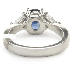 14 Karat White Gold Sapphire and Diamond Three Stone Ring