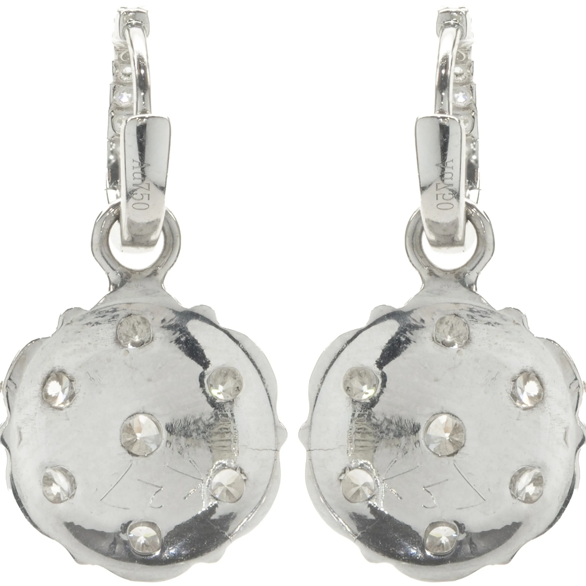 14 Karat White Gold Vintage Diamond Cluster Drop Earrings