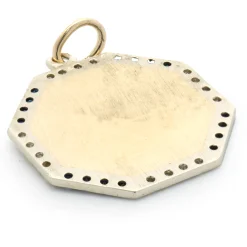 14 Karat Yellow and White Gold Diamond and Sapphire Medic Pendant