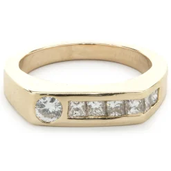 14 Karat Yellow Gold Channel Set Diamond Gents Ring