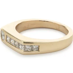 14 Karat Yellow Gold Channel Set Diamond Gents Ring