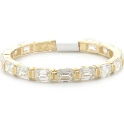 14 Karat Yellow Gold East-West Emerald Cut Diamond Band