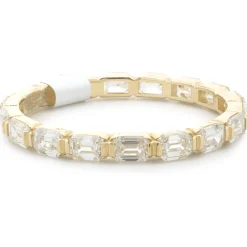 14 Karat Yellow Gold East-West Emerald Cut Diamond Band