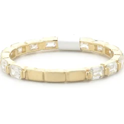 14 Karat Yellow Gold East-West Emerald Cut Diamond Band