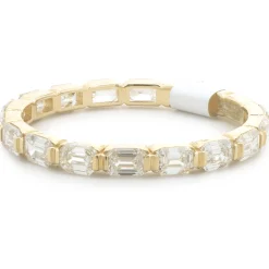 14 Karat Yellow Gold East-West Emerald Cut Diamond Band