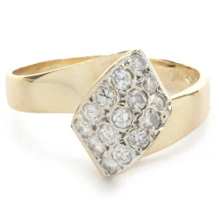 14 Karat Yellow Gold Pave Diamond Foldover Ring