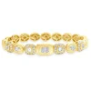 18 Karat Yellow Gold Pave Diamond Multi Shape Diamond Bangle Bracelet