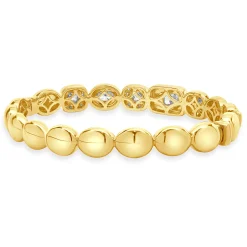 18 Karat Yellow Gold Pave Diamond Multi Shape Diamond Bangle Bracelet