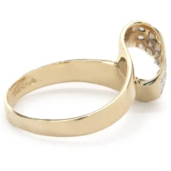 14 Karat Yellow Gold Pave Diamond Foldover Ring