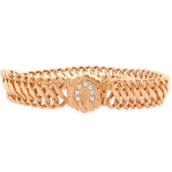 14 Karat Yellow Gold Vintage Victorian Diamond Horseshoe Woven Bracelet