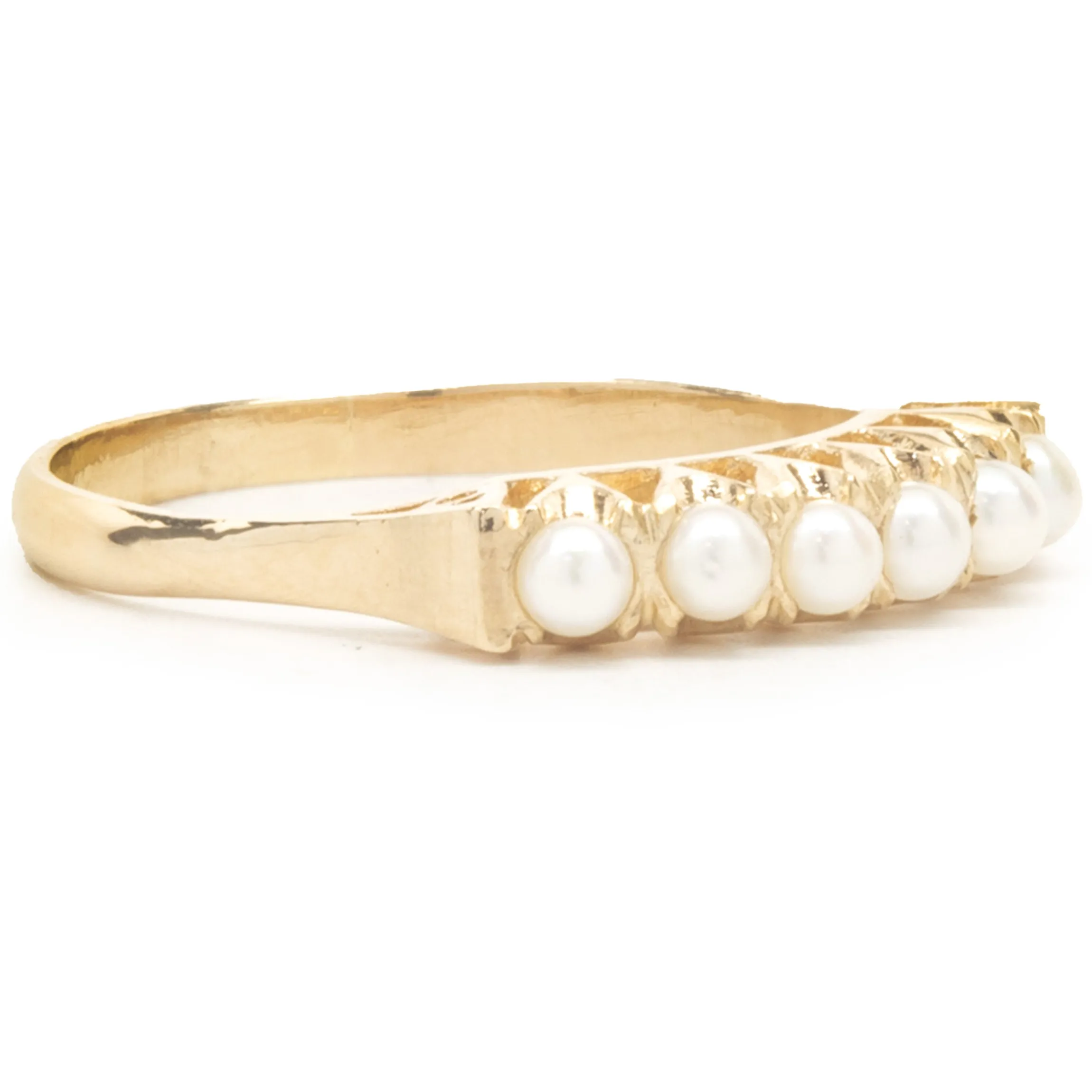 18 Karat Yellow Gold Vintage Pearl Band
