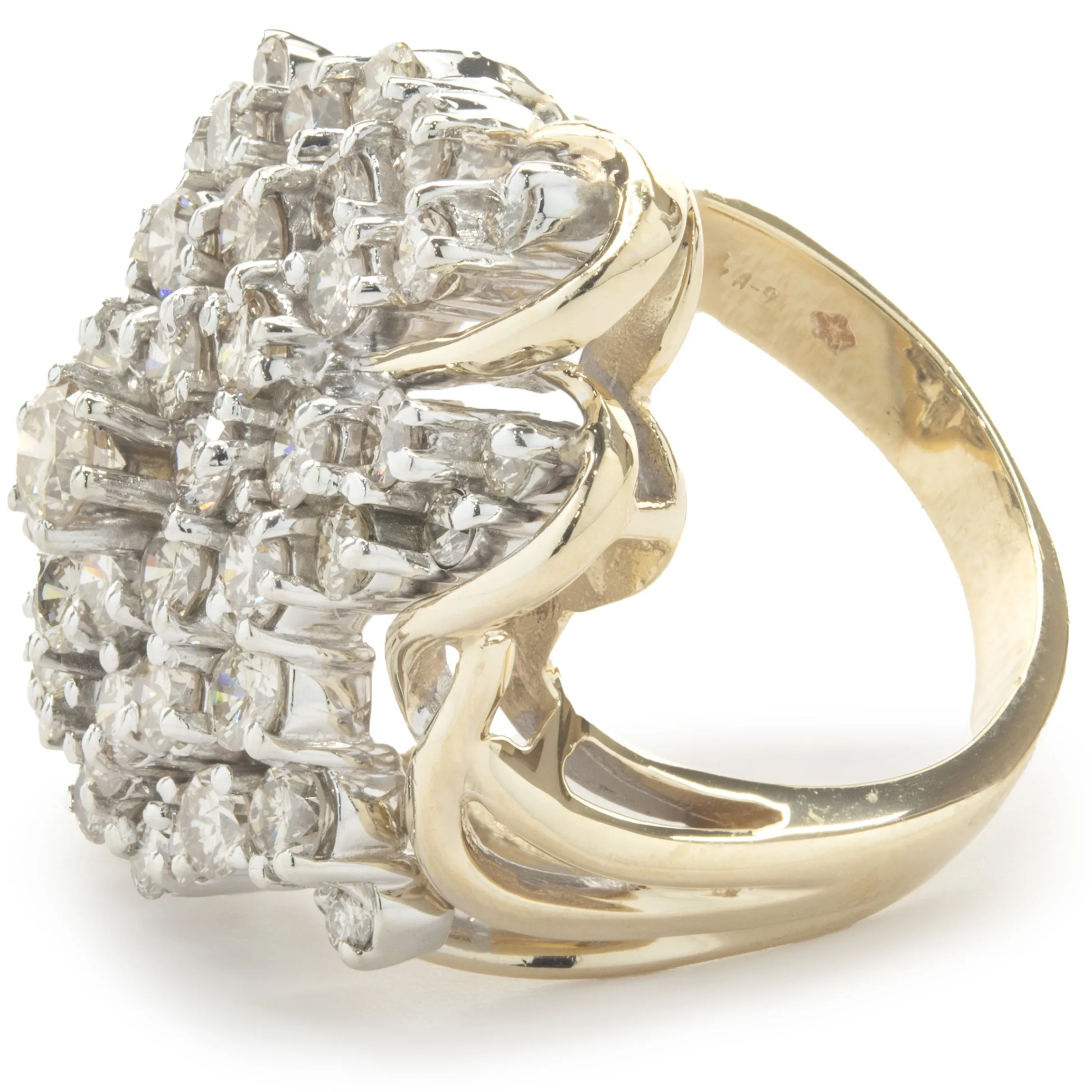 14 Karat Yellow Gold Vintage Freeform Diamond Cocktail Ring