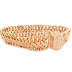 14 Karat Yellow Gold Vintage Victorian Diamond Horseshoe Woven Bracelet