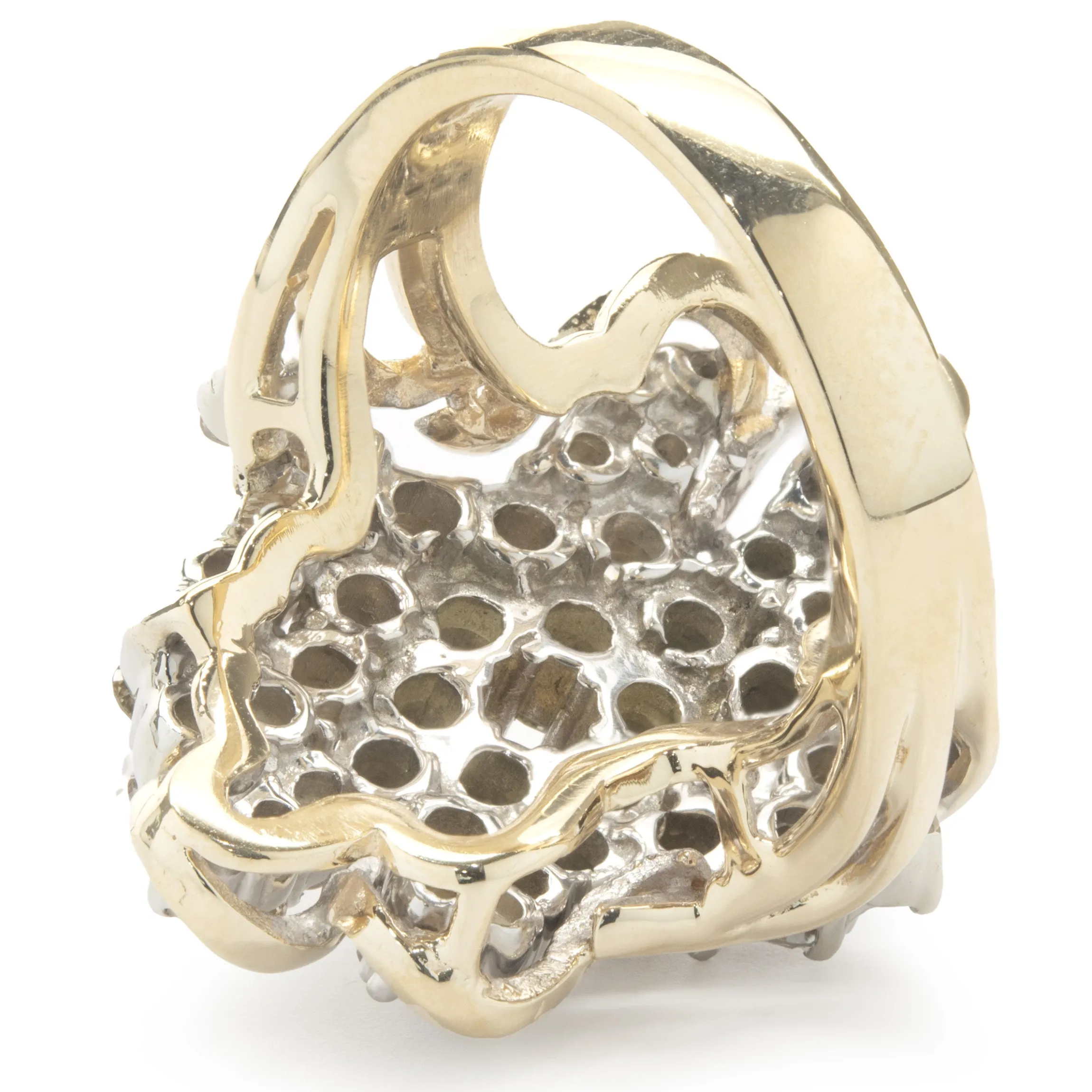 14 Karat Yellow Gold Vintage Freeform Diamond Cocktail Ring