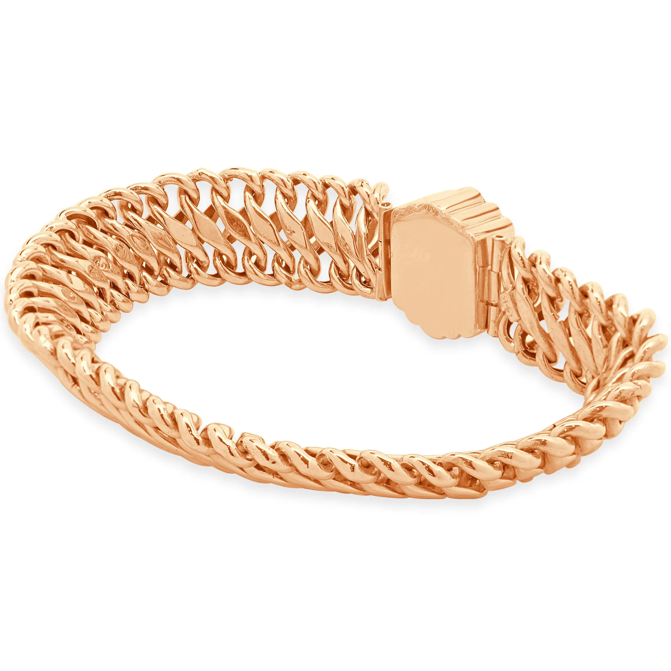 14 Karat Yellow Gold Vintage Victorian Diamond Horseshoe Woven Bracelet