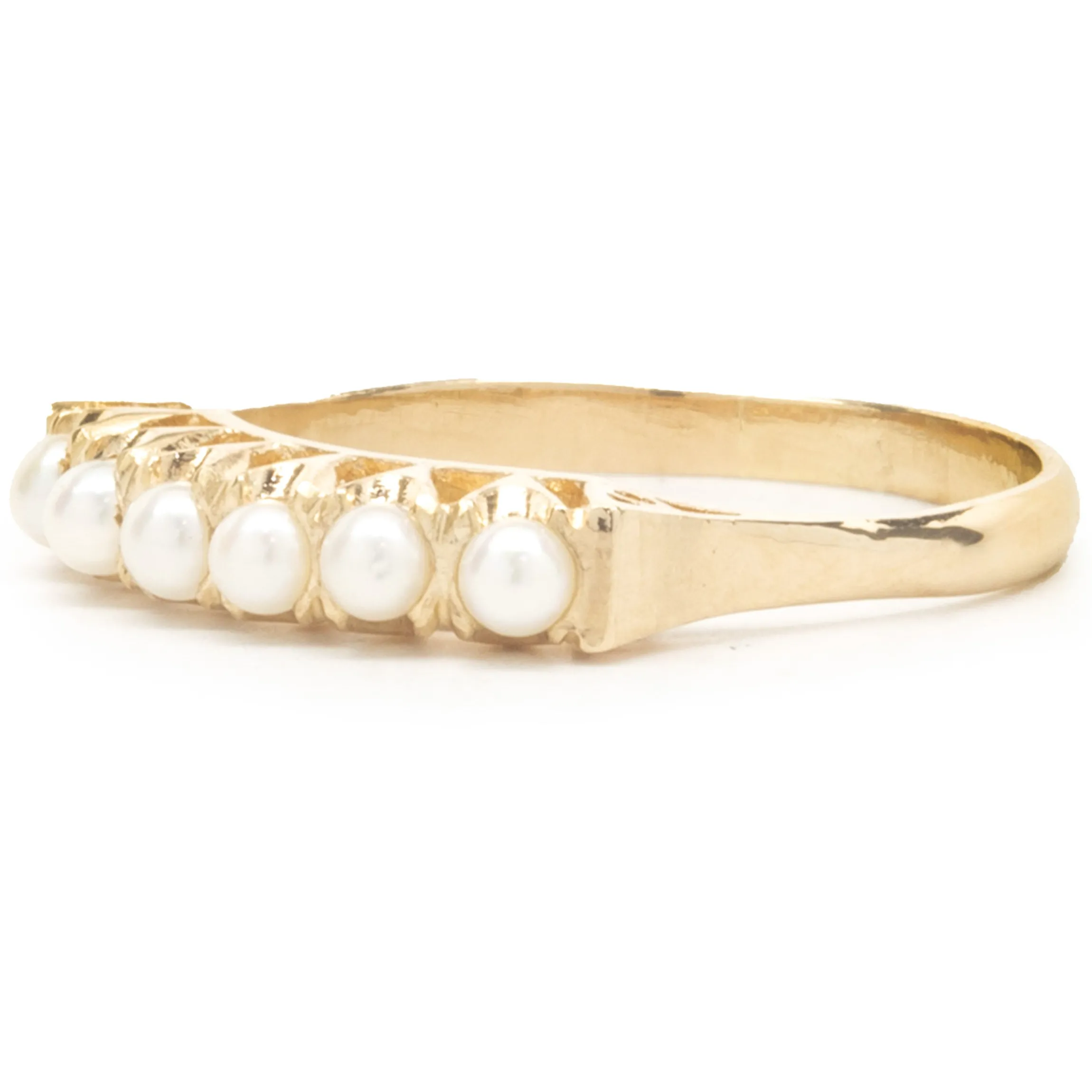18 Karat Yellow Gold Vintage Pearl Band