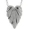 Kat Florence 18 Karat White Gold Pave Diamond Leaf Necklace