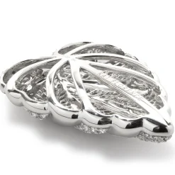 Kat Florence 18 Karat White Gold Pave Diamond Leaf Necklace