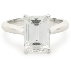 Platinum Emerald Cut Diamond Engagement Ring