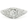 Platinum Round European Cut Diamond Engagement Ring