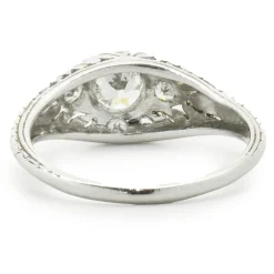 Platinum Round European Cut Diamond Engagement Ring