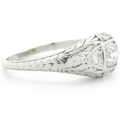 Platinum Round European Cut Diamond Engagement Ring